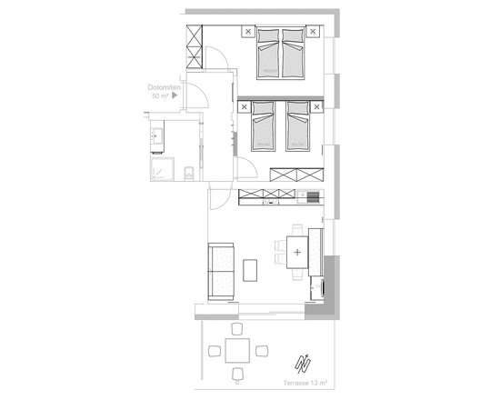 Ferienwohnung Dolomiten: Grundriss der Wohnung